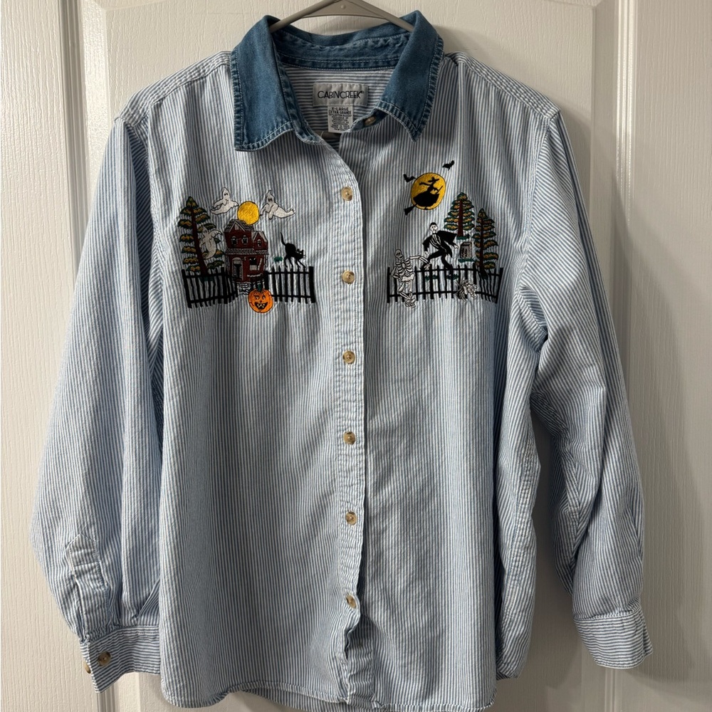 Cabin Creek Halloween Vintage Button Down - XL